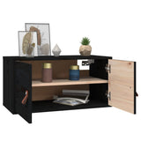 Wall Cabinet Set of 2 Black Solid pinewood, engineered wood 818374