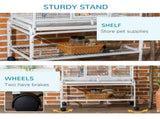 Large Bird Cage Budgie Cage 3 Tier Aviary with Stand Wheels, Toys, Ladders, Shelf for Canaries, T3398P349817