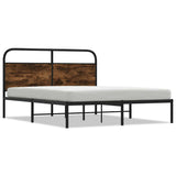 Bed Frame Without Mattress 135x190 cm Double Smoked Oak Engineered Wood 4100208