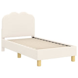 Toddler Bed Frame with Headboard Cream 70 x 140 cm Sheep Fabric 42010964