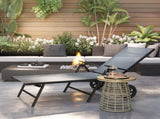Folding Sun Lounger with Wheels, 5-Position Adjustable Garden Chaise Lounge Sunbed with Armrests, T3398P328512