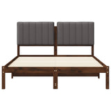 Bed Frame with Upholstered Headboard Dark Brown and Light Grey 904136