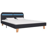 Bed Frame with LED without Mattress Dark Grey Fabric 150x200 cm King Size 281074