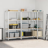 4-Layer Storage Shelves 3 pcs Silver Steel&Engineered Wood 3307578