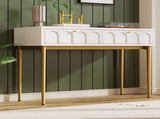 Dressing Table With 2 Drawers 76.5 Cm High ,Chest Drawers Bedroom Highboard White Sideboard Chest WF314399AAB