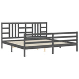 Bed Frame without Mattress Grey 200x200 cm Solid Wood 3193943