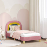 Children's Bed Frame with Headboard Pink 80 x 160 cm Velvet 42011007