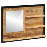 Mirror with Shelves 80x8x55 cm Glass and Solid Wood Mango 358578