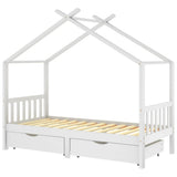 Kids Bed Frame with Drawers White Solid Pine Wood 90x200 cm 322150