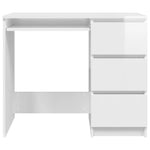 ZNTS Desk High Gloss White 90x45x76 cm Engineered Wood 801379