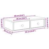 Wall Shelf with Drawers White 60x28x15 cm Engineered Wood 859941