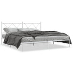 Metal Bed Frame without Mattress with Headboard White 180x200cm 376555