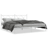 Metal Bed Frame without Mattress with Headboard White 180x200cm 376555