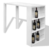 Bar Table MDF with Wine Rack High Gloss White 240820
