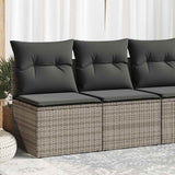 2 Piece Garden Sofa Set with Cushions Grey Poly Rattan Acacia 3325236