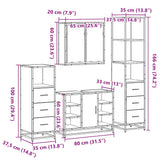 ZNTS 4 Piece Bathroom Furniture Set Smoked Oak Engineered Wood 3301272