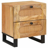 Bedside Cabinet 2 pcs Natural 40 x 33 x 46 cm Solid Mango Wood 4018043
