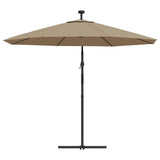 Cantilever Garden Parasol with LED Lights and Steel Pole 300 cm Taupe 44522