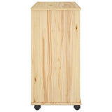 Rolling Cabinet Brown 63.5 x 39 x 79 cm Solid Pine Wood 42032393