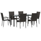 7 Piece Garden Dining Set Brown Poly Rattan 3156661