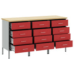 Work Cabinet with Drawer 3 pcs Red and Grey 150 x 55 x 85 cm 3321369