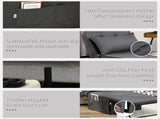 Fabric Sleeper Chair, Folding Chair Bed with Adjustable Backrest, Pillow, Side Pockets for Living T3398P377944