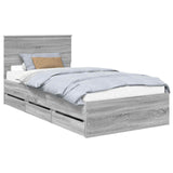 Bed Frame with Drawer Grey Sonoma 100 x 200 cm Engineer Wood 3410740