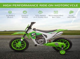 12V Kids Electric Motorcycle Ride-On, with Training Wheels, for Ages 3-6 Years - Green T3398P348283