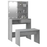 Dressing Table Set with LED Grey Sonoma Engineered Wood 3114113