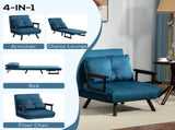 4-in-1 Velvet-Feel Single Chair Bed, with Pillow - Navy Blue T3398P343627