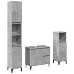 3 Piece Bathroom Furniture Set Concrete Grey Engineered Wood 3324946