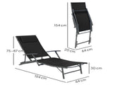 Set of Two Adjustable Back Sun Loungers - Black T3398P328478
