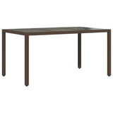 Garden Table with Glass Top Brown 150x90x75 cm Poly Rattan 365590
