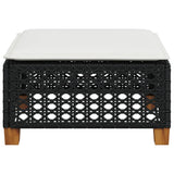 Garden Stool with Cushion Black 63.5x56x32 cm Poly Rattan 365932