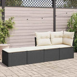 ZNTS 2 Piece Garden Sofa Set with Cushions Black Poly Rattan Acacia 3328659