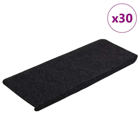 ZNTS Stair Mats Self-adhesive 30 pcs Black 65x24.5x3.5 cm 3365908