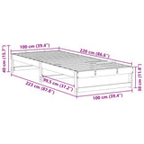 Bed Frame Brown 100 x 220 cm Solid Pine Wood 873174