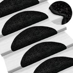 Stair Mats 10 pcs 56x17x3 cm Black Half Round 149785