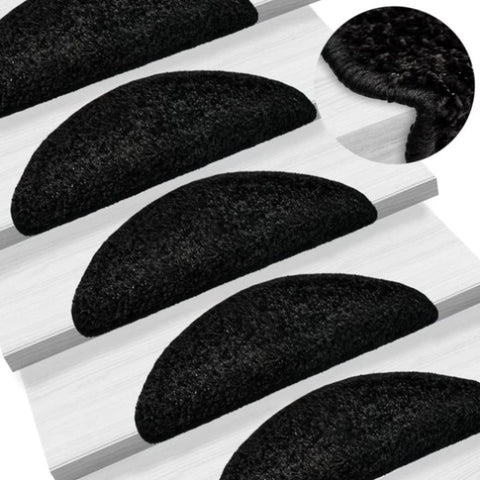 Stair Mats 10 pcs 56x17x3 cm Black Half Round 149785