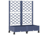 Garden Planter with Trellis&Wheels Blue Grey 80 x 40 x 131.5 cm 3422966