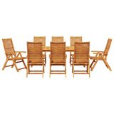 Garden Dining Set Folding 9 pcs Brown Solid Acacia Wood 3375629