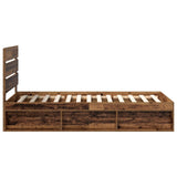 Bed Frame with Headboard Old Wood 100 x 200 cm Solid Pine Wood 3411782