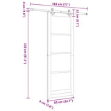 Sliding Door Manual White 83 x 232 cm Solid pine wood and steel 3333565