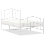 Metal Bed Frame without Mattress with Footboard White 100x190cm 373850