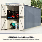 Wall-mounted Garden Shed Grey 118x382x178 cm Galvanised Steel 316230