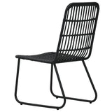 Dining Set Black Poly rattan, powder-coated steel, glass 80 cm 3060243
