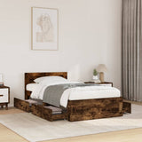 Bed Frame with Headboard without Mattress Smoked Oak 100x200 cm 3295580