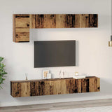 TV Cabinet Set Wall-mounted 5 pcs Old Wood Engineered Wood 3393195