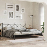 Bed Frame Black Powder-Coated Steel Double Bed Bed Frame 376508