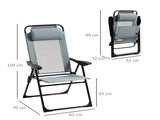 Set of 2 Portable Folding Recliner Outdoor Patio Adjustable Backrest, Grey T3398P323831